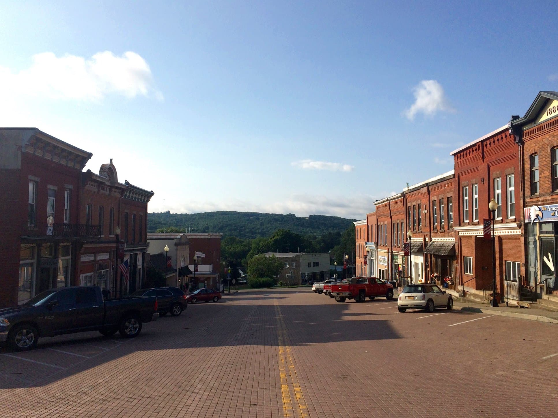 Looking south down North Main Street (NY 353) through downtown Cattaraugus, New York